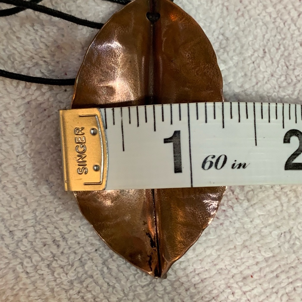 Georgia O’Keefe inspired Copper Leaf Pendant Necklace - Picture 7 of 9